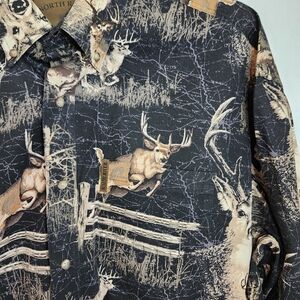 North River Outfitters Mens Blue Shirt Size XL Long Sleeve Deer Buck Hunter